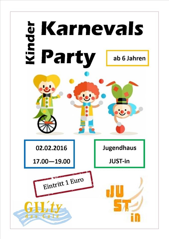 Es ist wieder soweit: Party im JUST-in!<br />
<br />
Am 2.2. zwischen 17.00 und 19.00 Uhr geht...