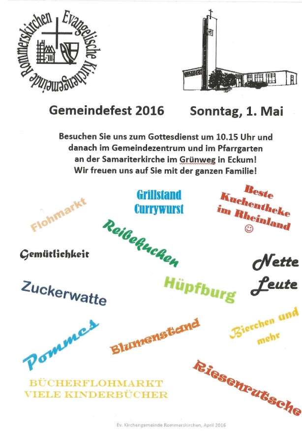 Gemeindefest 2016 - 01.Mai Evangelische Kirchengemeinde Rommerskirchen