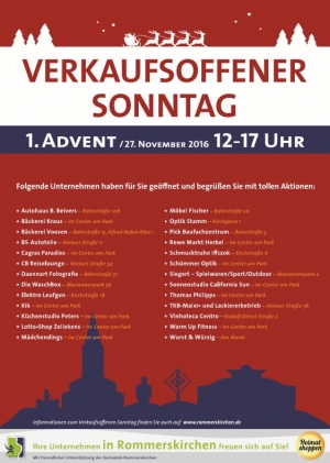 Verkaufsoffener Sonntag 1. Advent 2016