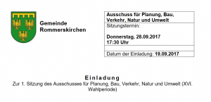 1. Sitzung des Ausschusses für Planung, Bau, Verkehr, Natur und Umwelt (XVI. Wahlperiode)