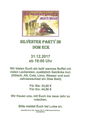 Silvester Party im Dom-Eck