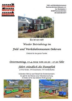 Feld- und Werksbahnmuseum Oekoven Ostermontag Betriebstag