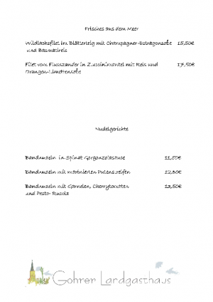 Speisekarte - Gohrer Landgasthaus