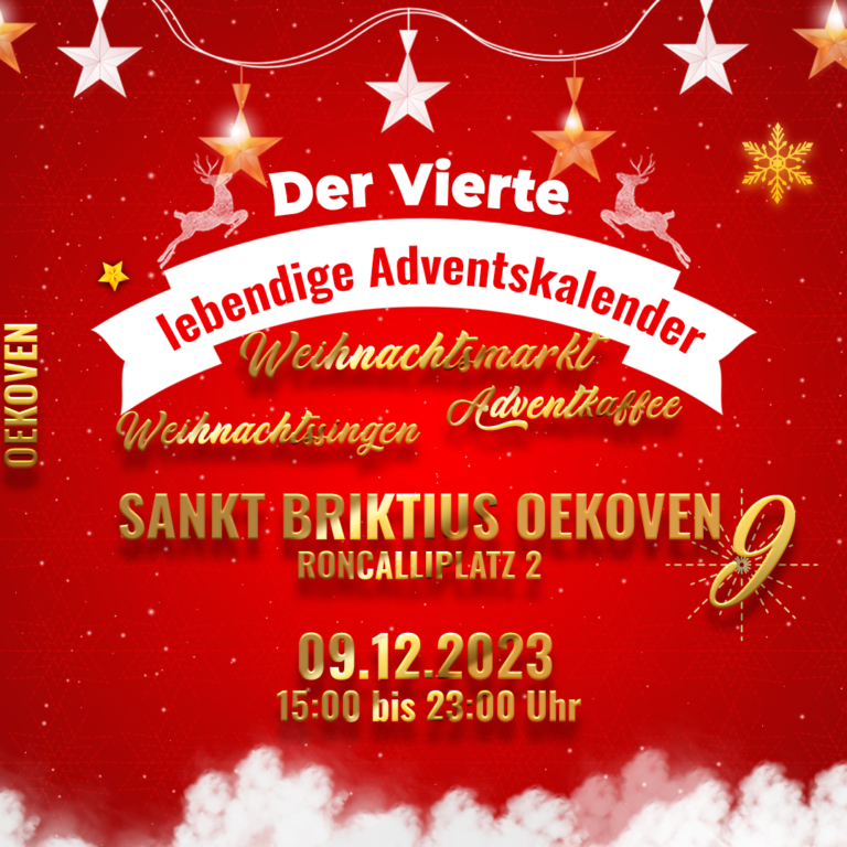 Am 9. Dezember Weihnachtssingen und vieles mehr Sankt Briktius Oekoven – der lebendige Adventskalender Rommerskirchen