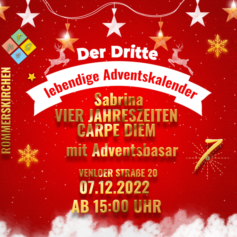 Lebendiger Adventskalender Rommerskirchen am 7.Dezember in Rommerskirchen ab 15:00 Uhr – mit Adventsbasar