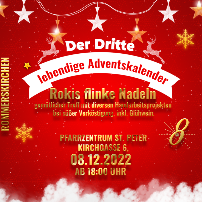 Lebendiger Adventskalender Rommerskirchen am 8.Dezember öffnen Rokis flinke Nadeln ihr Fenster im Pfarrzentrum St.Peter