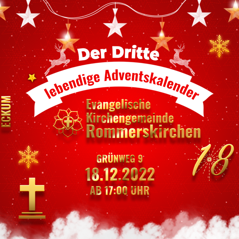 Lebendiger Adventskalender Rommerskirchen am 18.Dezember öffnet das Fenster der Evangelischen Kirchengemeinde Rommerskirchen