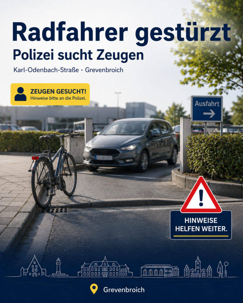 POL-NE: Radfahrer stürzt bei Ausweichmanöver POL-NE: Radfahrer stürzt bei Ausweichmanöver
