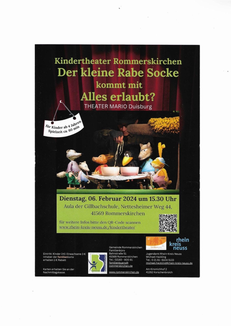 Kindertheater startet mit „Der kleine Rabe Socke –Alles erlaubt?“