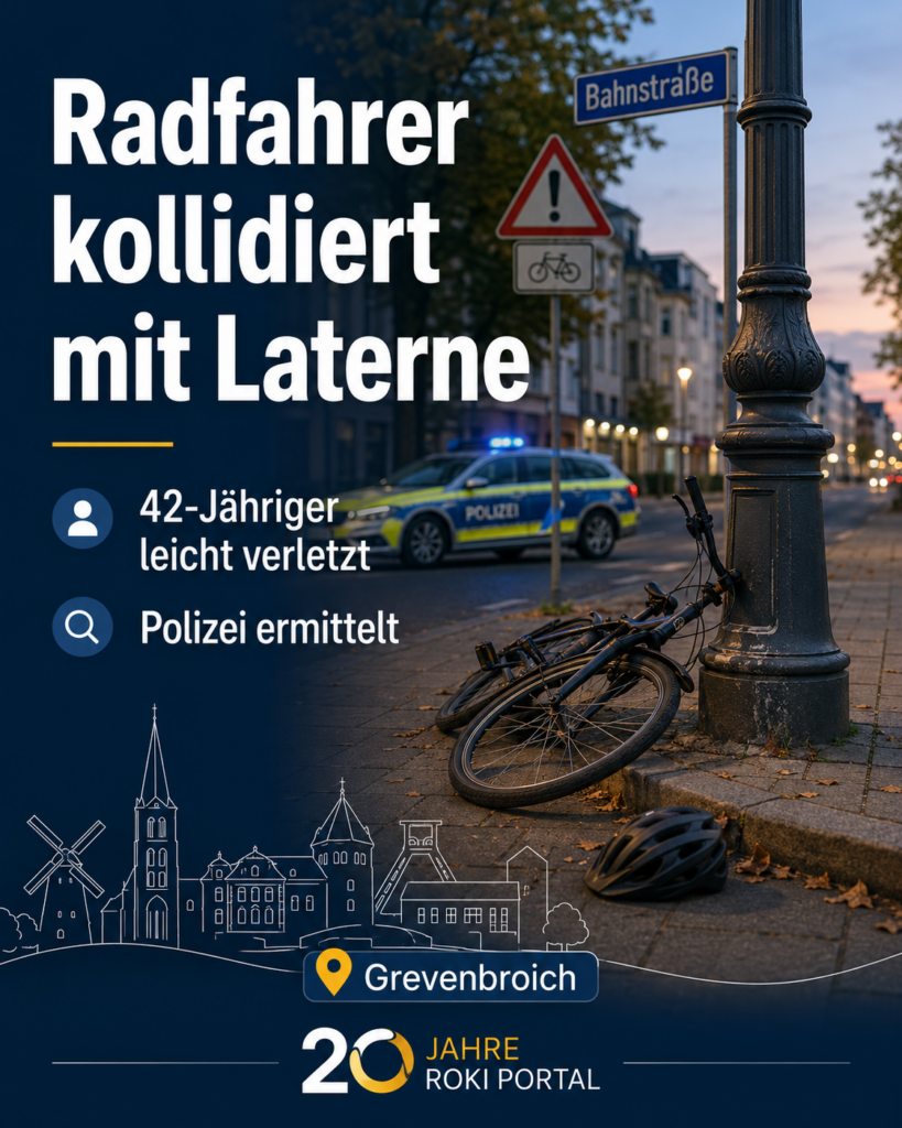 POL-NE: Radfahrer kollidiert mit Laterne POL-NE: Radfahrer kollidiert mit Laterne
