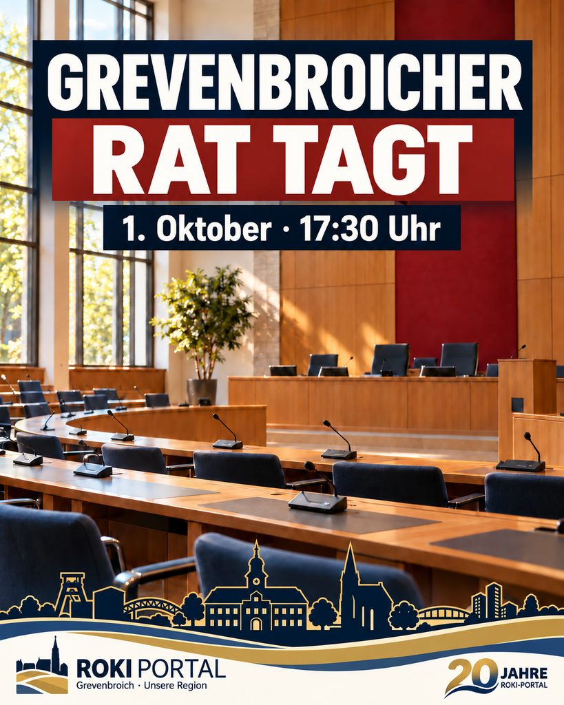 Sitzung des Rates der Stadt Grevenbroich am 1. Oktober 2026 Sitzung des Rates der Stadt Grevenbroich am 1. Oktober 2026