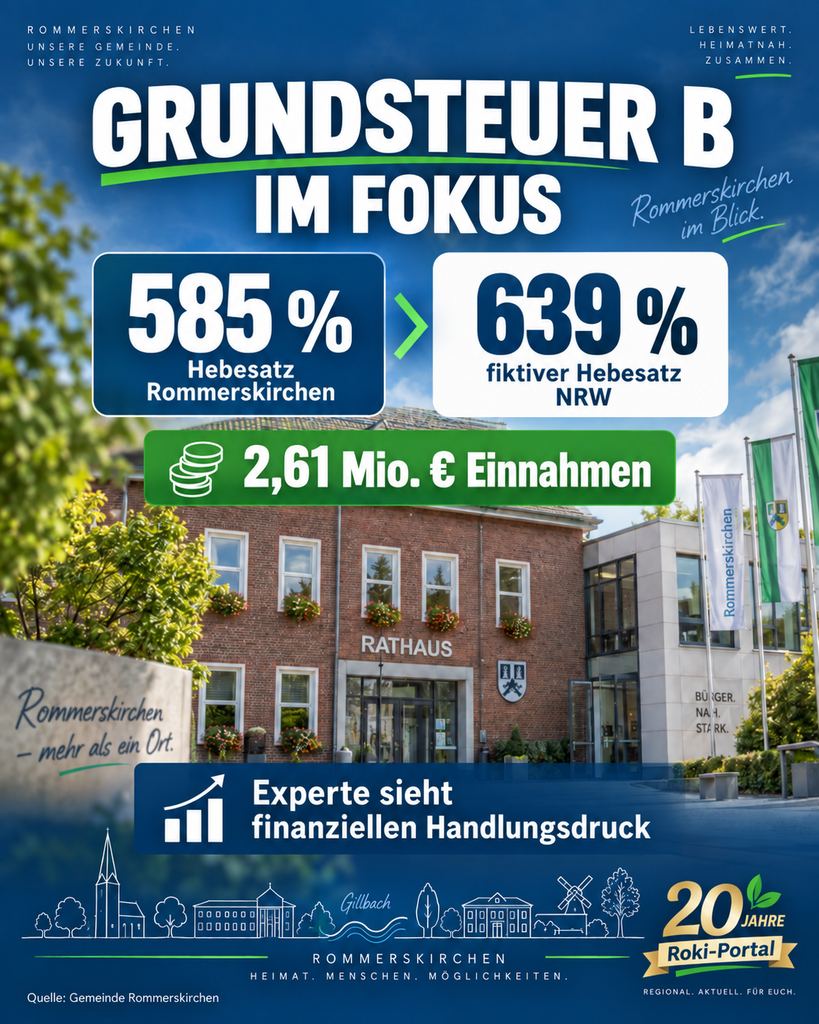 585 Prozent – aber für Rommerskirchen möglicherweise trotzdem zu wenig. 585 Prozent – aber für Rommerskirchen möglicherweise trotzdem zu wenig.