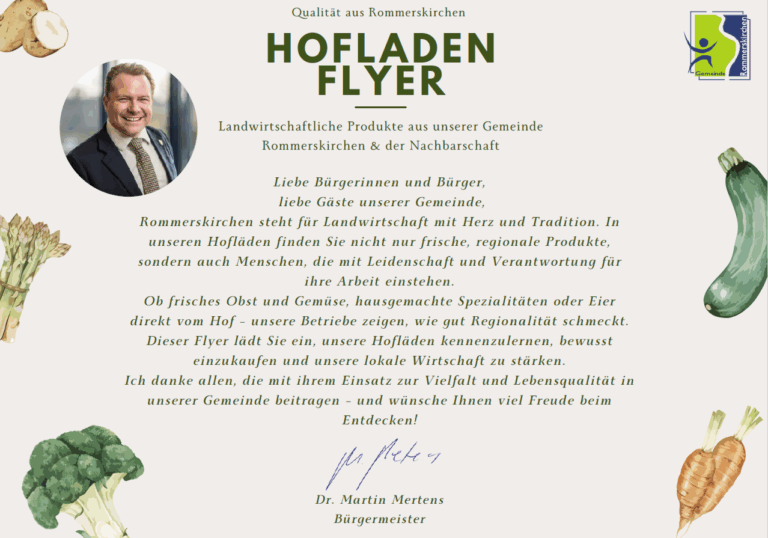 Digitaler Flyer informiert über die Hofläden in Rommerskirchen