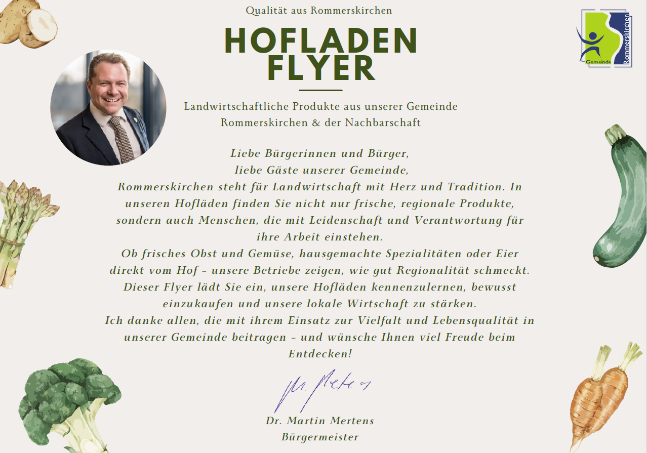 Digitaler Flyer informiert über die Hofläden in Rommerskirchen Digitaler Flyer informiert über die Hofläden in Rommerskirchen