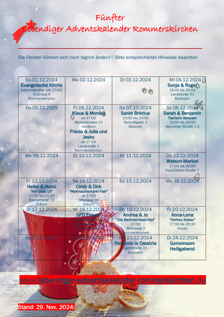 Der Fünfte Lebendige Adventskalender Rommerskirchen