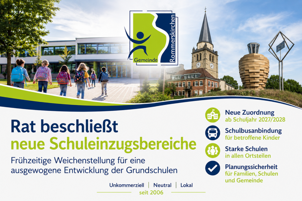 Rat beschließt neue Schuleinzugsbereiche – frühzeitige Weichenstellung für eine ausgewogene Entwicklung der Grundschulen Rat beschließt neue Schuleinzugsbereiche – frühzeitige Weichenstellung für eine ausgewogene Entwicklung der Grundschulen