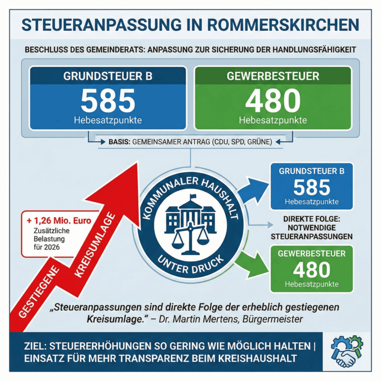 Steueranpassungen bei der Grundsteuer B – Anfrage der WfR-Fraktion macht Zusammenhang mit steigender Kreisumlage deutlich