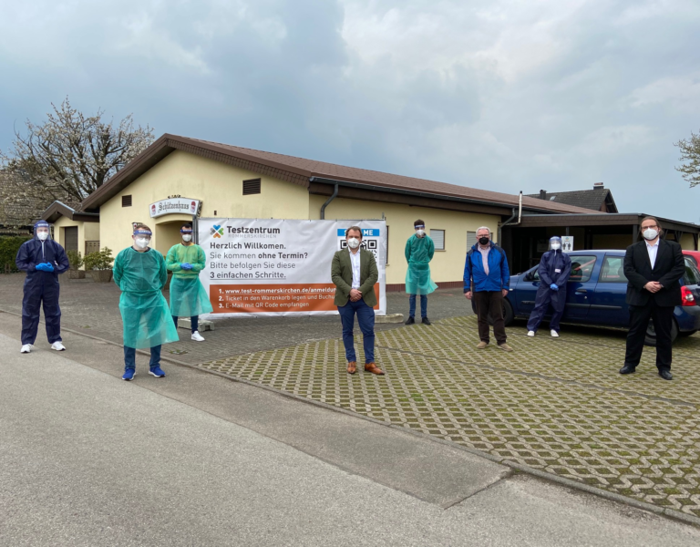 Corona Testzentrum hat in Schützenhalle Frixheim eröffnet (OF)