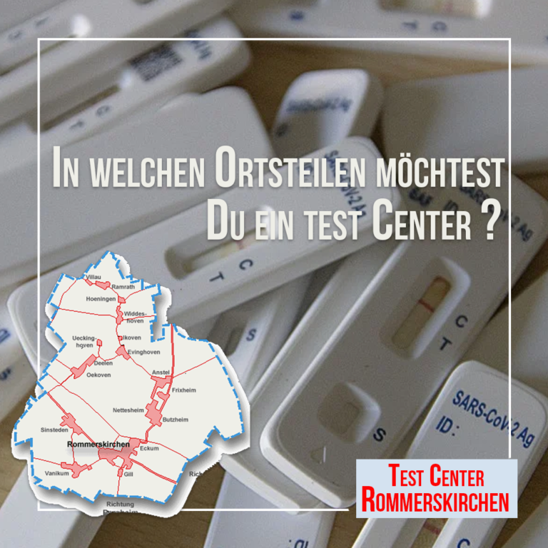 In welchem Ortsteil von Rommerskirchen möchtest Du ein Test Center?