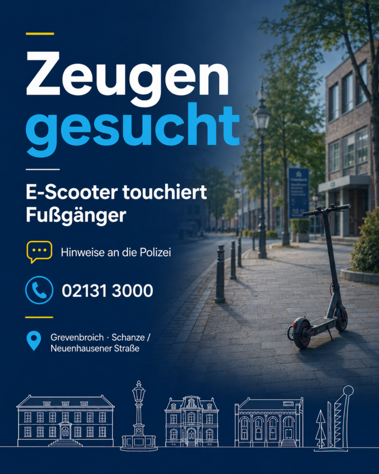 POL-NE: E-Scooter-Fahrer touchiert Grevenbroicher – Zeugen gesucht