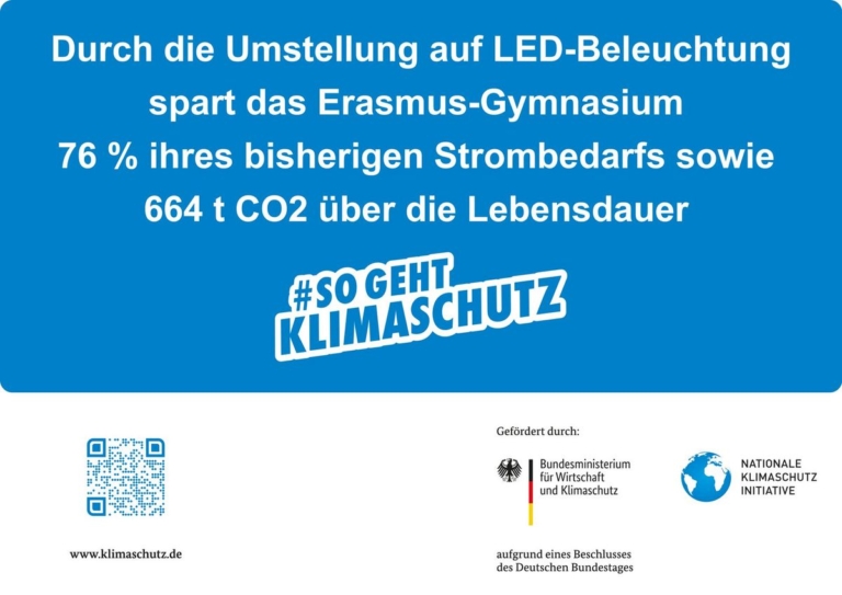 Erasmus Gymnasium: Umstellung auf energiesparende LED-Beleuchtung