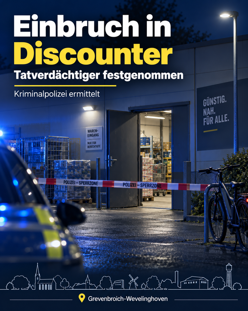 POL-NE: Festnahme nach Einbruch in Discounter POL-NE: Festnahme nach Einbruch in Discounter