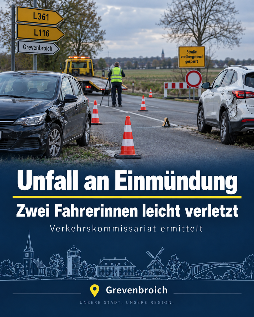 POL-NE: Zwei leicht verletzte Personen nach Zusammenstoß an Einmündung POL-NE: Zwei leicht verletzte Personen nach Zusammenstoß an Einmündung